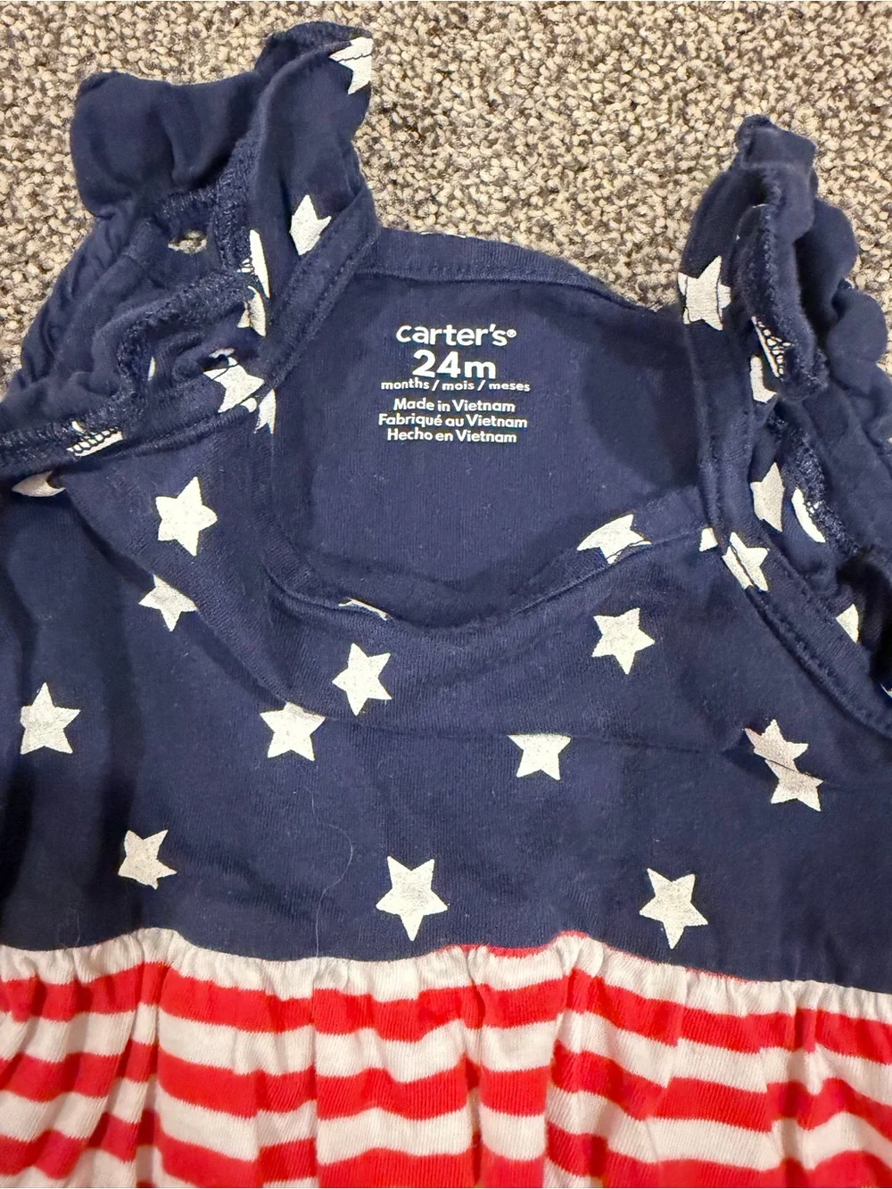Carter's Navy, Red & White Star and Stripe Dress Romper
